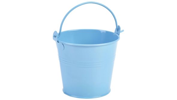 Galvanised Steel Serving Bucket 10cm Dia Blue - Genware