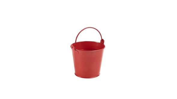 Galvanised Steel Serving Bucket 10cm Ø Red - Genware