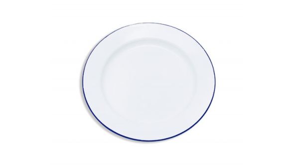 Enamel Round Plate Blue & White 25.5cm