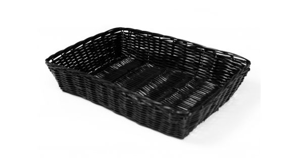 Rattan Basket Rect 28x40cm /16"x11" Black