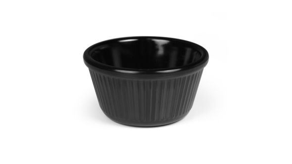 Melamine Ramekin Black Ribbed 1oz Pack 12