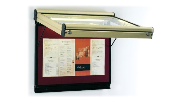 A2 Portrait Illuminated Prestige Outdoor Lockable Menu Case (Gold or Silver)