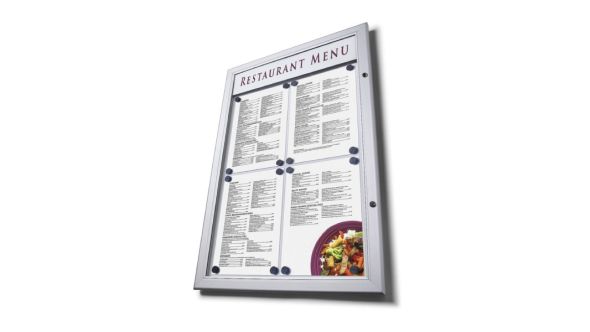 A3P Non-Illum Premium Outdoor Menu Case with printer header.