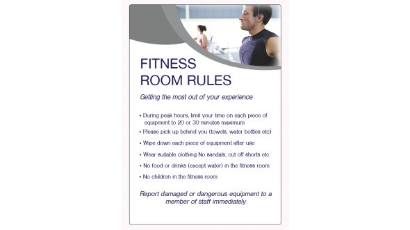 Fitness room rules Spa & Fitness Notice. 400x275mm E/R