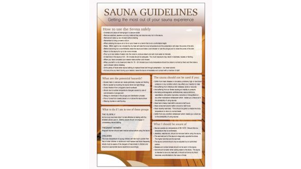 Sauna guidelines Spa & Fitness Notice. 400x275mm E/R