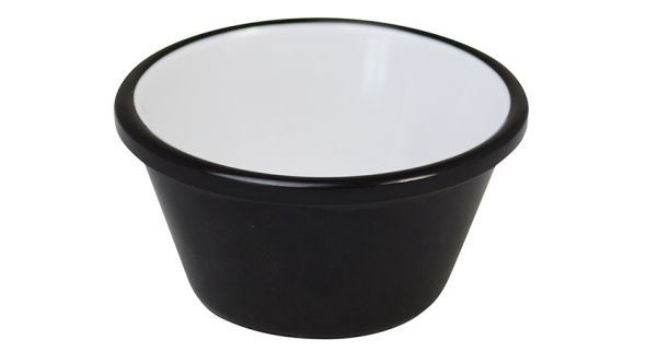 Melamine Ramekin Black & White Plain 2oz/59ml - pk 12