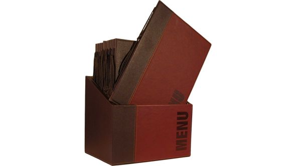 Contemporary Menu Box + 20 A4 Wine Red Menus - Genware