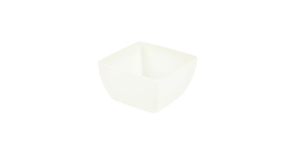 White Melamine Curved Square Bowl 15cm - Genware