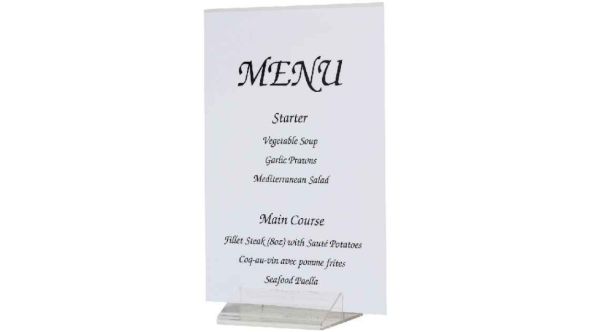 Acrylic Menu / Card Holder Tent Shape - Genware