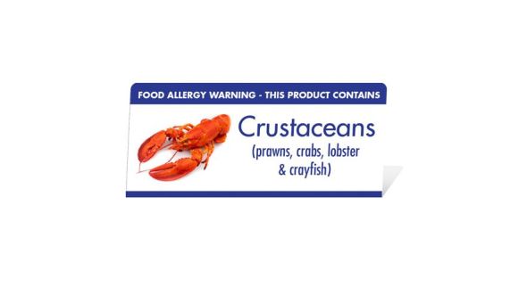 Allergen Warning Buffet Tent Notice "This Product Contains Crustaceans" BT005