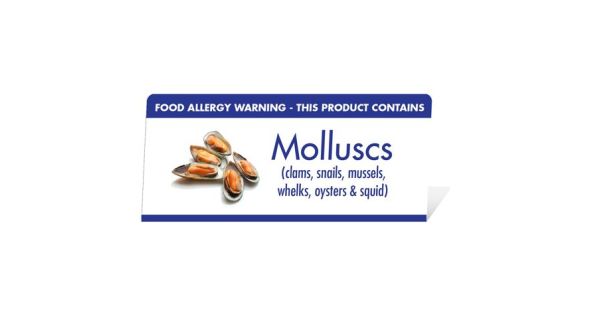 Allergen Warning Buffet Tent Notice "This Product Contains Molluscs" BT0018