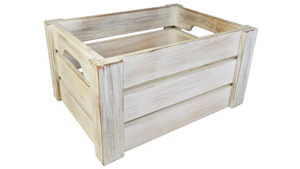 White Washed Wooden Display Crate NAT-1014W