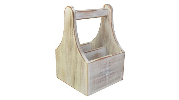 White Washed Wooden Table Caddy - NAT-CDW