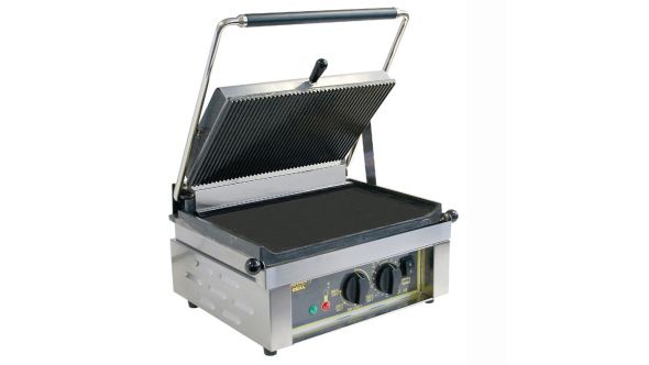 Roller Grill PANINI L Large Single - Ribbed Top & Flat Base Plates Contact Grill