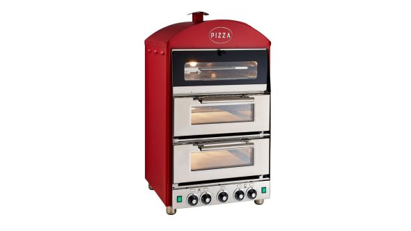 King Edward PK2W Pizza King Oven - Double Deck With Warmer - Red