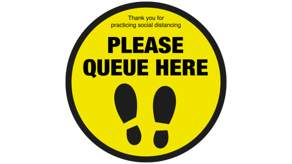 Please Queue Here With Symbol Social Distancing Floor Graphic Sticker