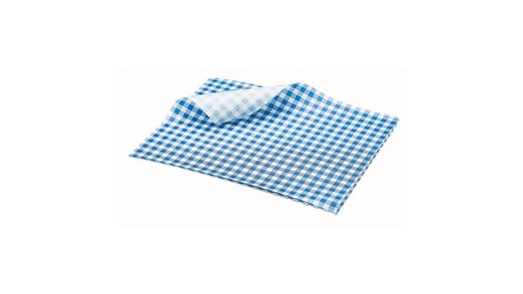 Greaseproof Paper Gingham Print Blue 25X20cm - Genware