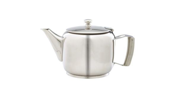 Polished Stainless Steel Premier 5 or 6 Cup Teapot 120cl/40oz - Genware PRMT40