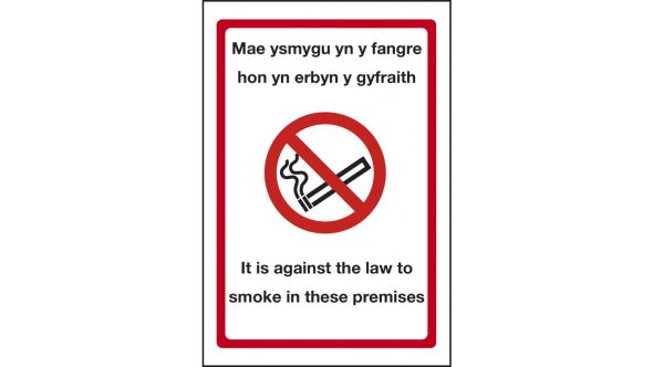 Welsh No Smoking Against the Law Restaurant / Cafe Signs