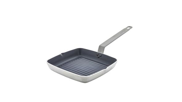 Genware Square Ribbed Skillet 24cm Teflon Plus