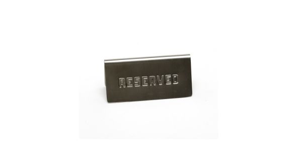 Stainless Steel  Table Sign"Reserved" 15 X 5cm - Genware