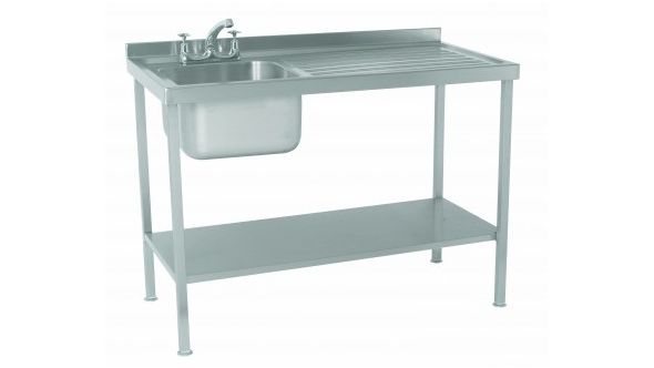 Flat Packed Parry Single Bowl Right Hand Drainer Sink - Stainless Steel L1000 x W600 x W900 - SINK1060RFP