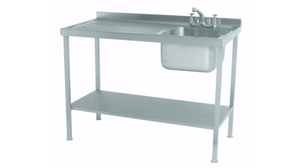 Parry Single Bowl Left Hand Drainer Sink - Stainless Steel L1200 x W600 x W900 - SINK1260L