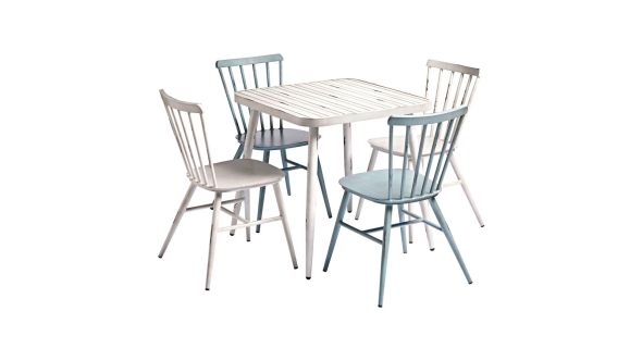 CAFÉ White & Blue Rustic Outdoor Dining Set – ZA.500.605PA