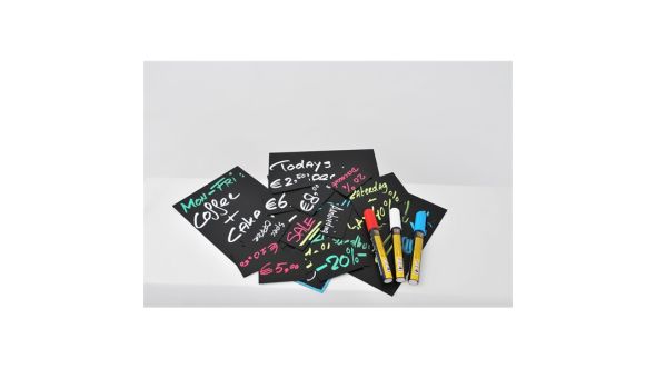 20 Black Price Tags A7 + 1 White Chalkmarker - Genware