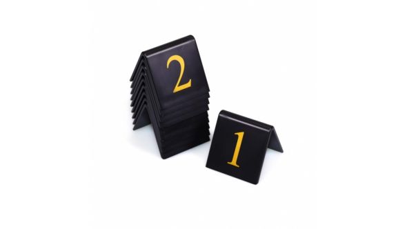 Black & Gold Restaurant / Pub / Cafe Table Numbers - 50x50mm - Set of 10 - Pick your numbers