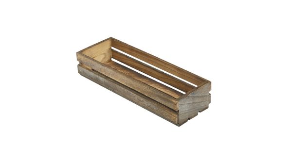 Wooden Crate Dark Rustic Finish 34 x 12 x 7cm - Genware