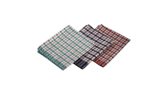 Mini Check T-Towel 43X68cm 10Pcs Mix Colours - Genware