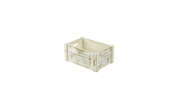 Wooden Crate White Wash Finish 34 x 23 x 15cm - Genware