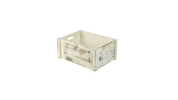 Wooden Crate White Wash Finish 41 x 30 x 18cm - Genware