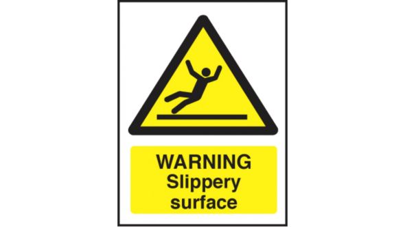 Warning slippery surface safety sign 150x200mm self-adhesive