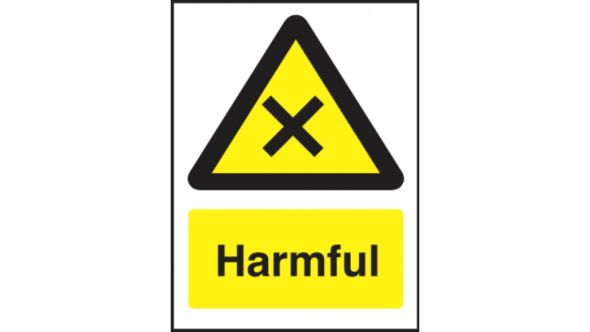 Harmful safety sign 200x150mm self-adhesive