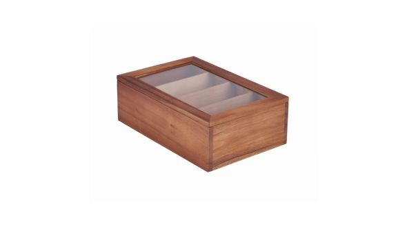 Acacia Wood Tea Box 30X20X10cm - Genware