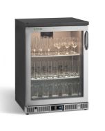 Gamko GF/100LGCS Left Hand Hinged Glass Single Door Stainless Steel Bottle Cooler, 50 Pint Glasses