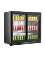 Sterling Pro Green SP2HC-BS Black Sliding Double Door Bottle Cooler 180 Bottles
