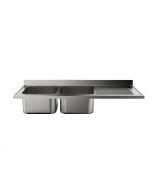 Sammic Sink unit (worktop only) 2 bowls + drying track on right side) 1800 x 600 mm FRLV-618/21D