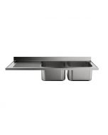 Sammic Sink unit (worktop only) 2 bowls + drying rack on left side 1800 x 700 mm FRLV-718/21I