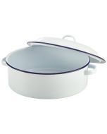 Genware Enamel Roaster 26cm Dia - White & Blue