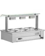 Inomak MEV610 Counter Top Bain Marie With Sneeze Guard 3x GN1/1