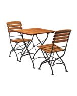 ARCH Outdoor Square Dining Set 2 Seats & Table - Wood & Wrought Iron