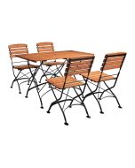 ARCH Rectangular Outdoor Dining Set - Table & 4 Chairs - Wood & Wrought Iron