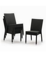 Bolero PE Wicker Side Chairs Charcoal (4 Pack) CF159