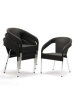 Bolero PE Wicker Wraparound Bistro Chairs Charcoal (4 Pack) CG223