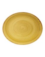 Churchill Stonecast Oval Coupe Plate Mustard Seed Yellow 192mm - CN314 - pk 12