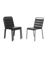 Bolero Amalfi Slatted Steel Side Chairs Grey (4 Pack) CS727