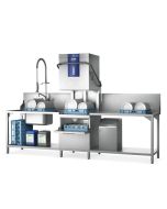 Hobart TLWW-10A 500mm Basket Two-Level Passthrough Dishwasher with Drain Pump, 18 Plates